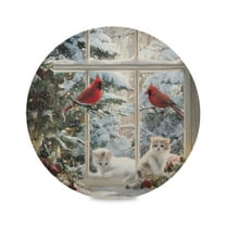 WOBOGO Christmas Windowsill Round Placemats Set of 1 Heat Resistant Washable Kitchen Table Decorations 15.4in