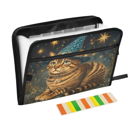 WOBOGO Chubby Bengal Cat Expanding File Folder Letter Size Accordion Filing Organizer 13 Pocket Separate Organ Pocket