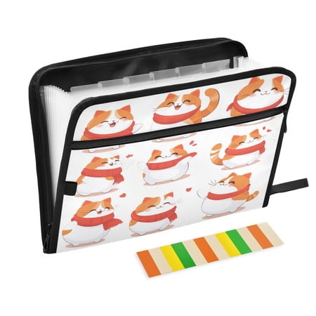 WOBOGO Chubby Cat Expanding File Folder Letter Size Accordion Filing Organizer 13 Pocket Separate Organ Pocket