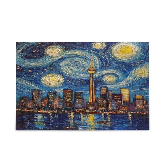 WOBOGO City Night View Puzzle Challenge 500 Piece Jigsaw Suitable for Game Night Finished Size 20.5 x 14.9in