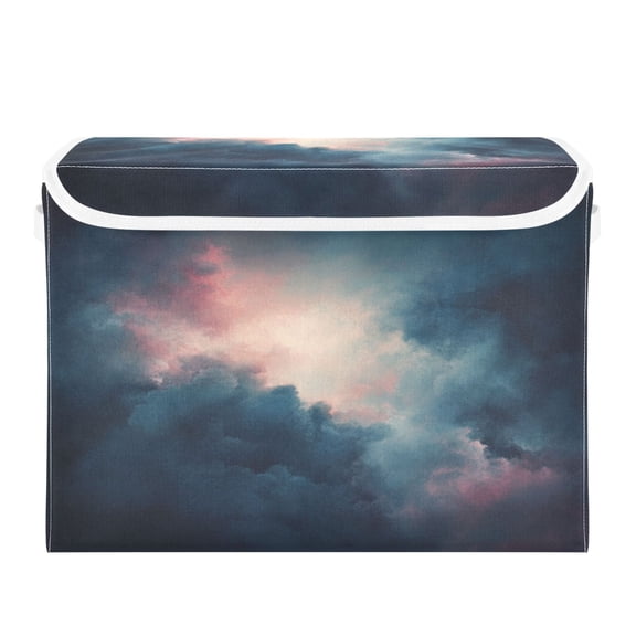 WOBOGO Clouds Dense Sky Large Collapsible Storage Box Flip Lid Fabric Decorative Organizer Container Basket with Handles 16.512.611.8in