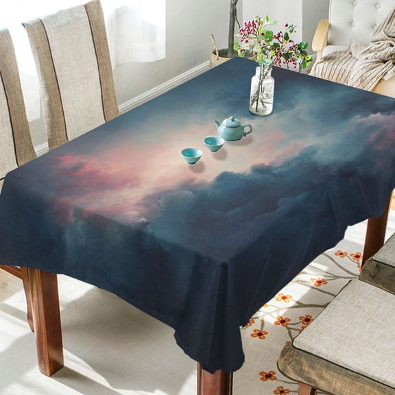 WOBOGO Clouds Dense Sky Square Tablecloth 54×54in Polyester Fabric Tablecloth Washable Dust Resistant Wrinkle Resistant