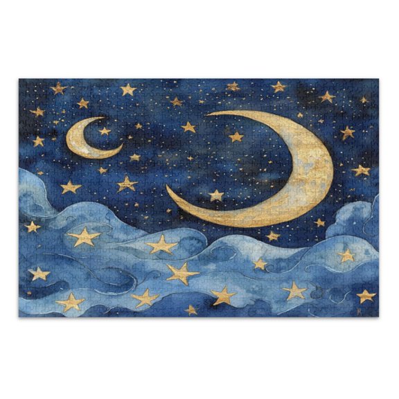 WOBOGO Cloudy Sea Night Sky Jigsaw Puzzle Challenge 500 Piece Jigsaw Suitable for Game Night Finished Size 20.5 x 14.9in