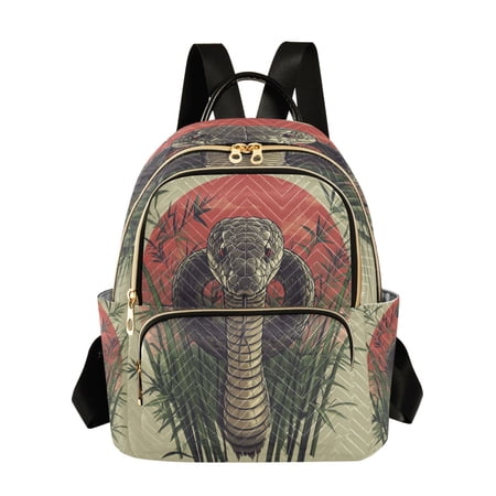 WOBOGO Cobras Bamboo Forest Butterfly Backpack Durable Lightweight Shoulder Bag Built-in Laptop Sleeve and Multiple Utility Compartments