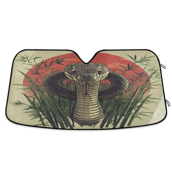 WOBOGO Cobras Bamboo Forest Car Windshield Sunshades Autopilot Lightweight Accordion Sun Visor 53×23.5in
