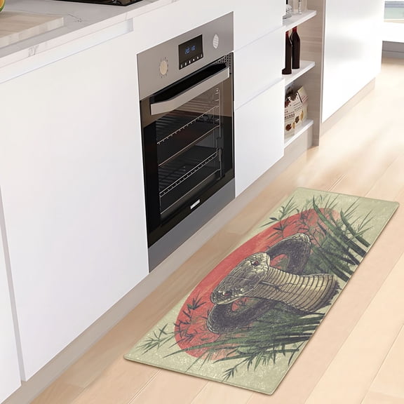 WOBOGO Cobras Bamboo Forest Carpet 39x20in Kitchen Bathroom Plush Absorbent Non-Slip Floor Mat