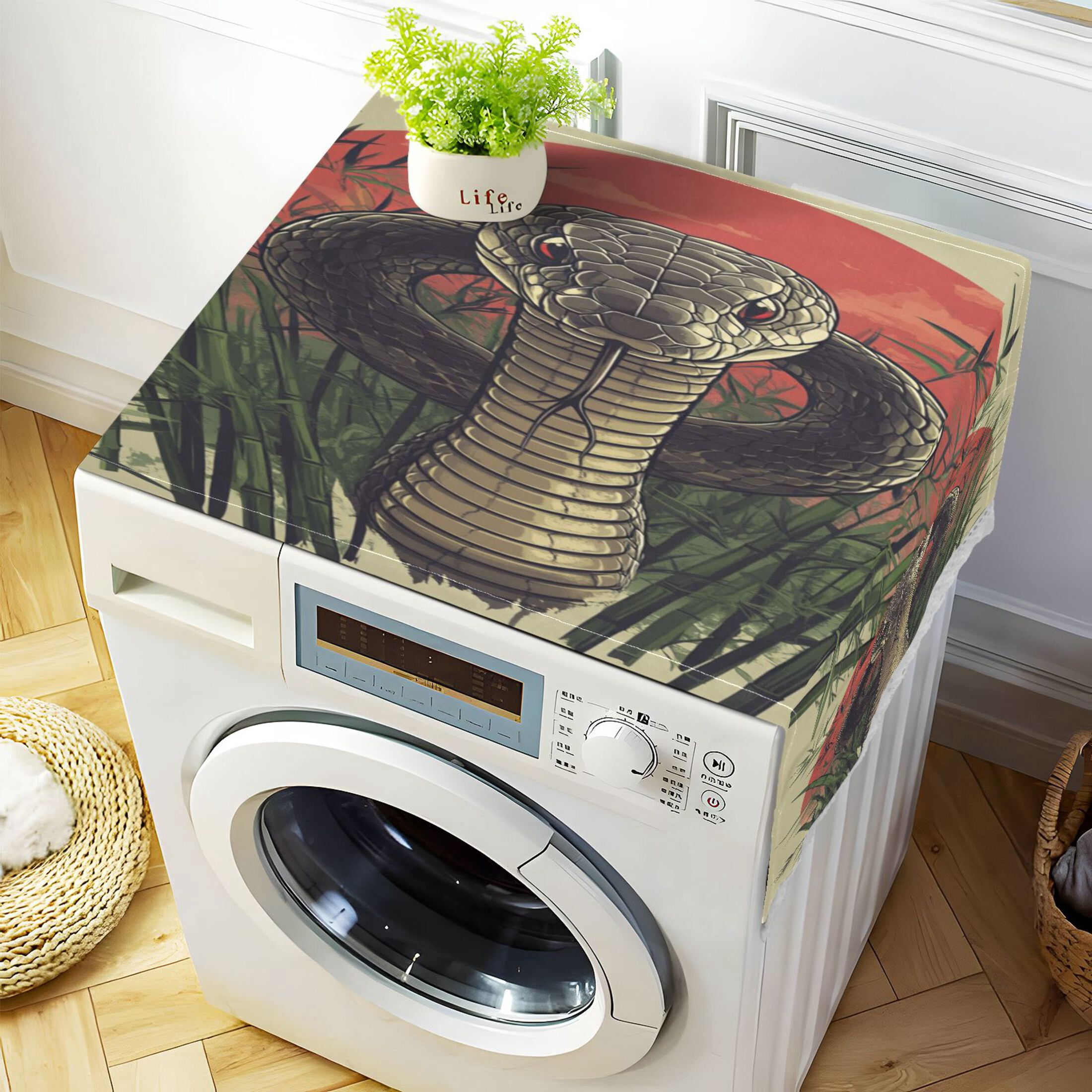 WOBOGO Cobras Bamboo Forest Washing Machine Cloth Dryer Refrigerator Top Cover Protective Non-Slip Mat For Kitchen Laundry