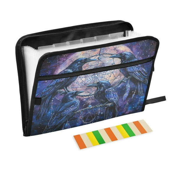 WOBOGO Cobweb Crow Expanding File Folder Letter Size Accordion Filing Organizer 13 Pocket Separate Organ Pocket