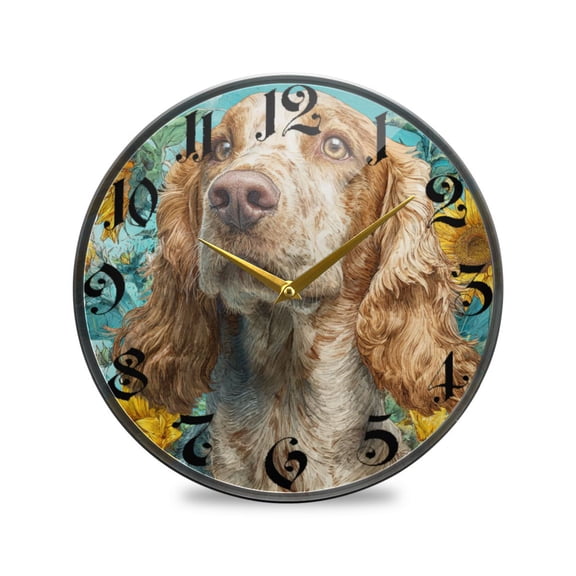 WOBOGO Cocker Spaniel Dog Acrylic Wall Clock Battery Operated 9.5in Silent No Tick Bedroom Living Room Office Classroom Decoration