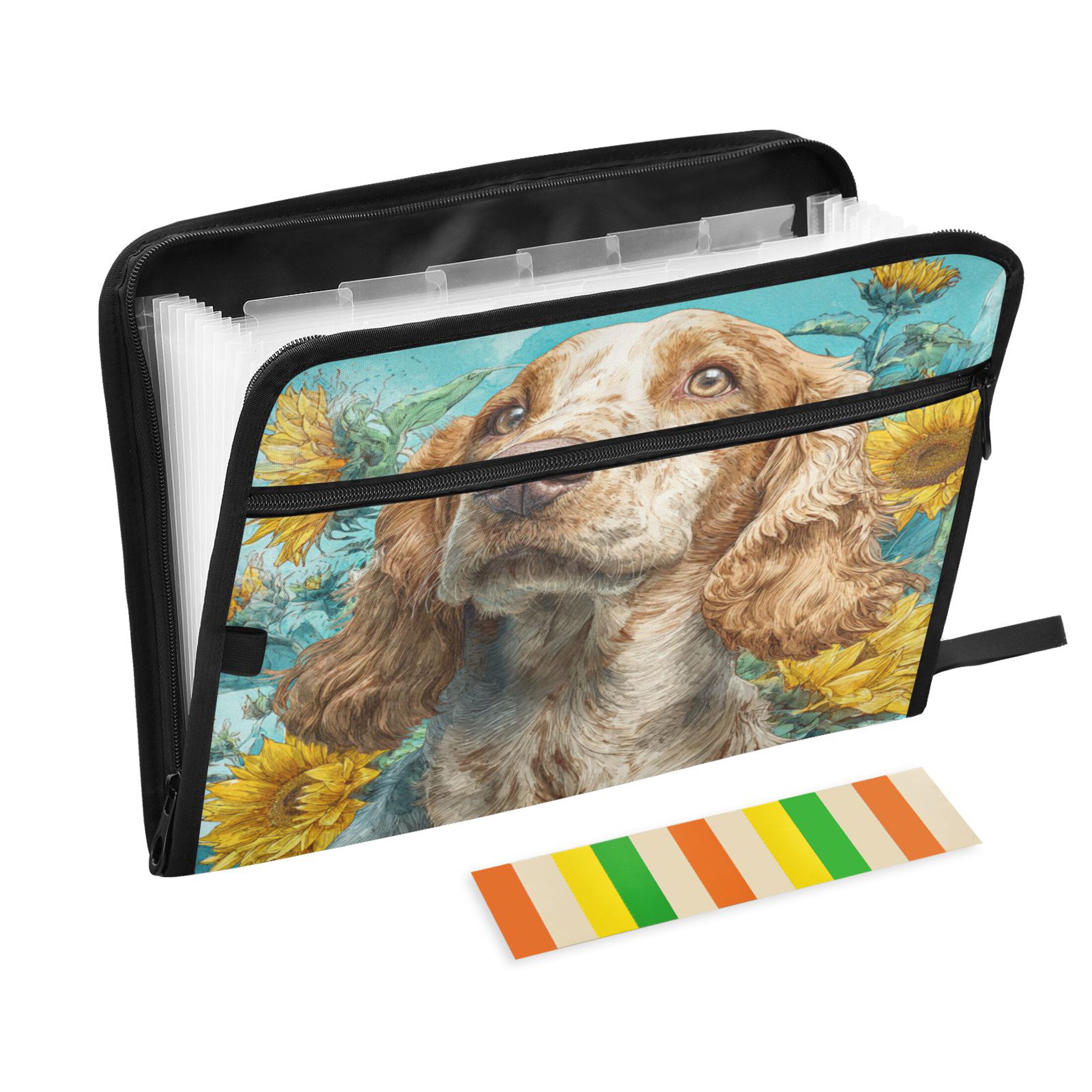 WOBOGO Cocker Spaniel Dog Expanding File Folder Letter Size Accordion Filing Organizer 13 Pocket Separate Organ Pocket