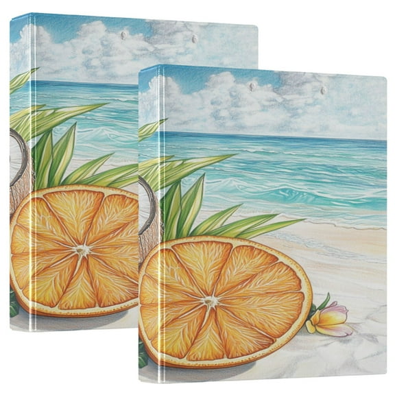 WOBOGO Coconut Orange Slice File Folders Extra Large Capacity to Hold 200 Sheets of Documents Hard Shell Ring Binder for School Home Office