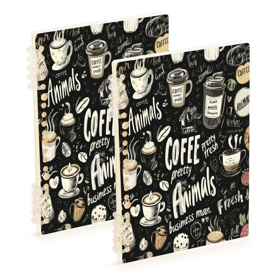 WOBOGO Coffee Picture Notebook College Horizontal Grid Paper Ink Spill Resistant Water Resistant Cover 8.3x5.7x0.4in