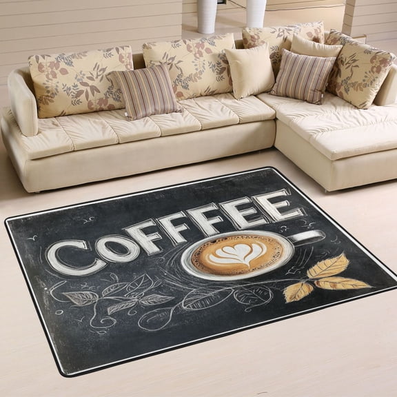 WOBOGO Coffee Time Carpet Non-Slip Rugs Soft Doormat 36×24in Living Dining Room Bedroom Decorative