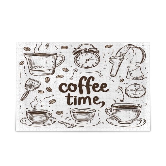 WOBOGO Coffee Time Now Puzzle Challenge 500 Piece Jigsaw Suitable for Game Night Finished Size 20.5 x 14.9in