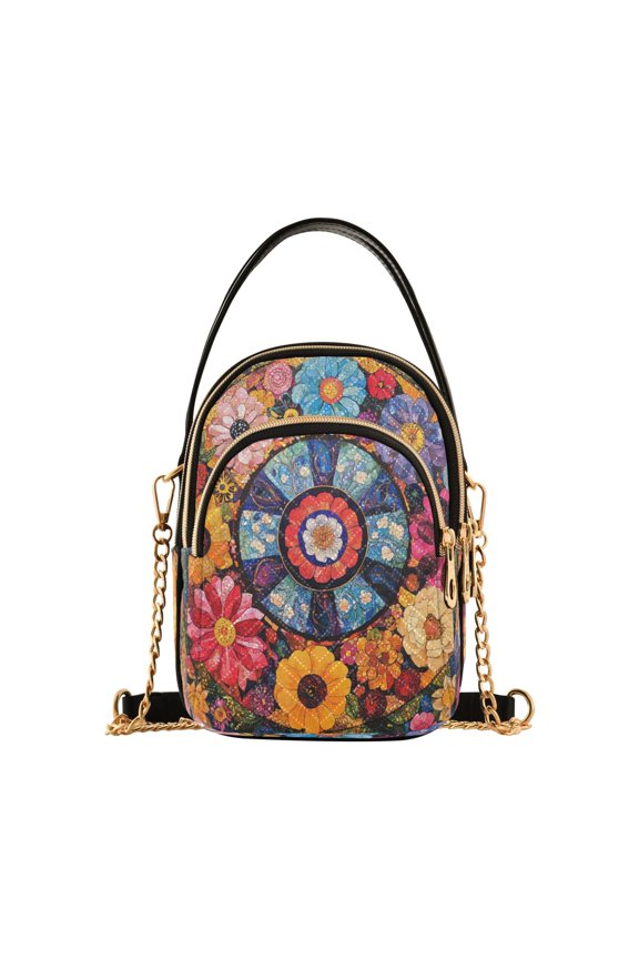 Collage Art Flower Ladies Chain Shoulder Bag Fashion Designer Handbag Versatile Classic Style