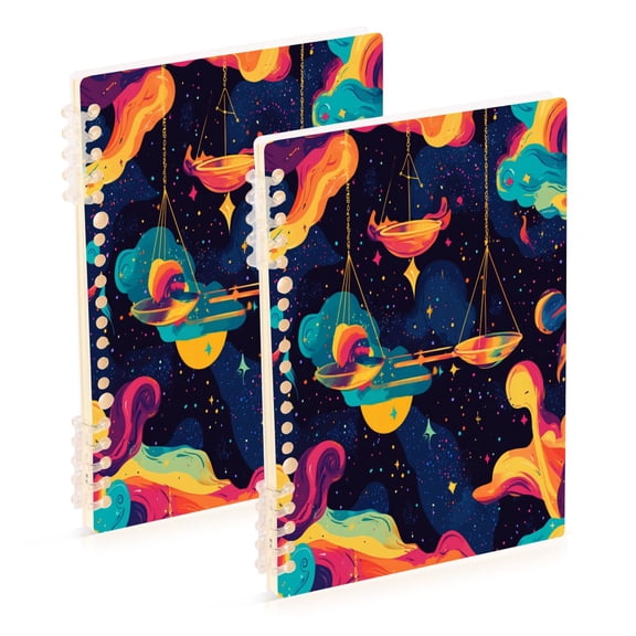WOBOGO Color Balance Notebook College Horizontal Grid Paper Ink Spill Resistant Water Resistant Cover 8.3x5.7x0.4in