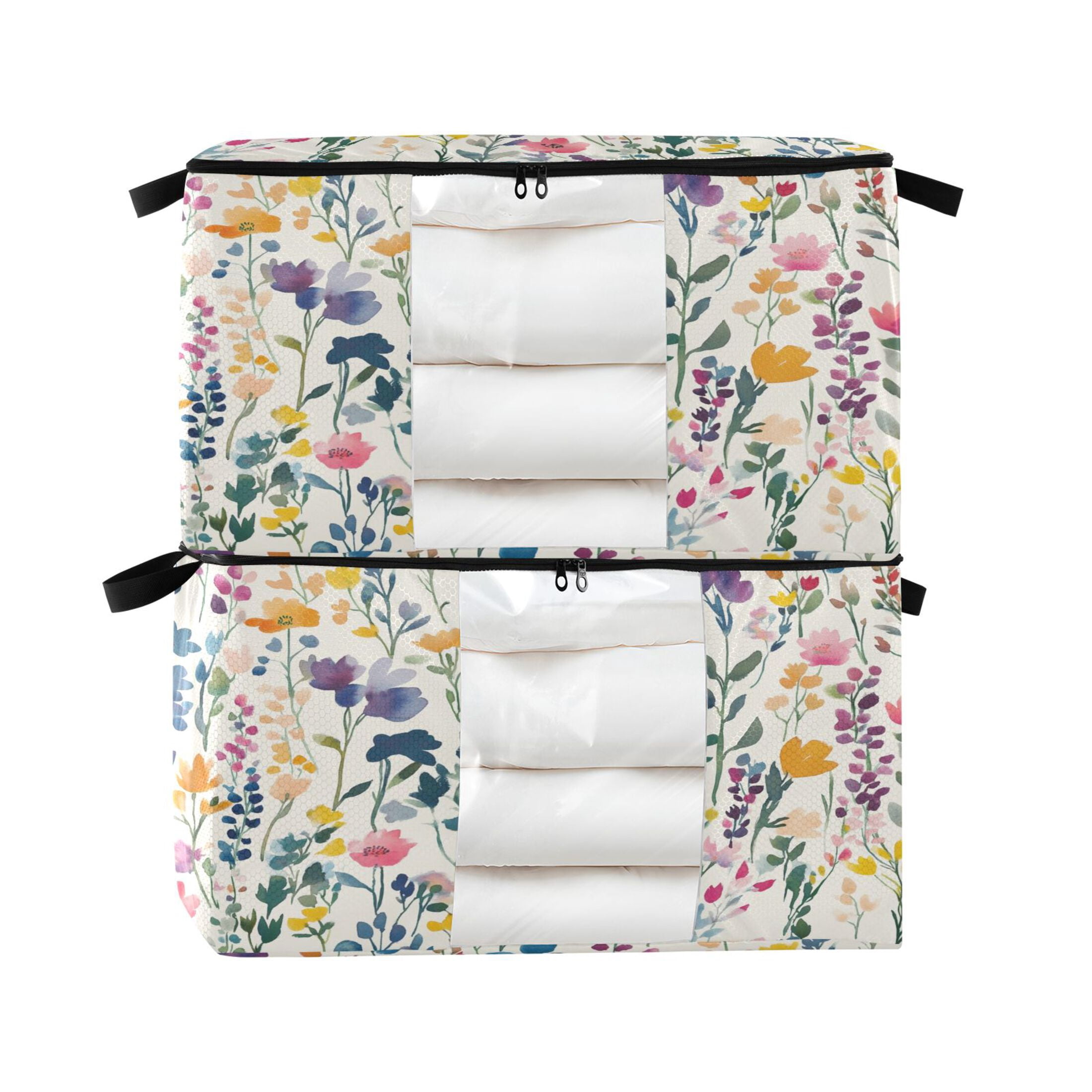 WOBOGO Colorful Abstract Flower Clothes Storage 2Pack Foldable Thick ...