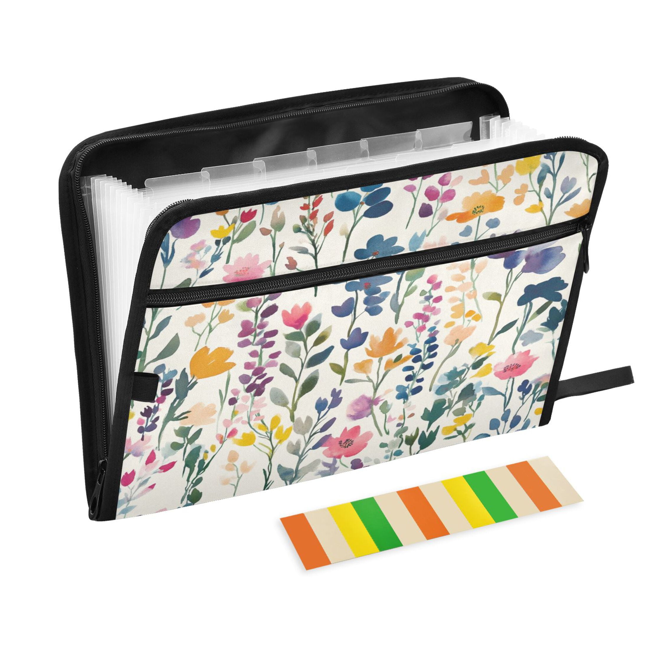 WOBOGO Colorful Abstract Flower Expanding File Folder Letter Size Accordion Filing Organizer 13 Pocket Separate Organ Pocket