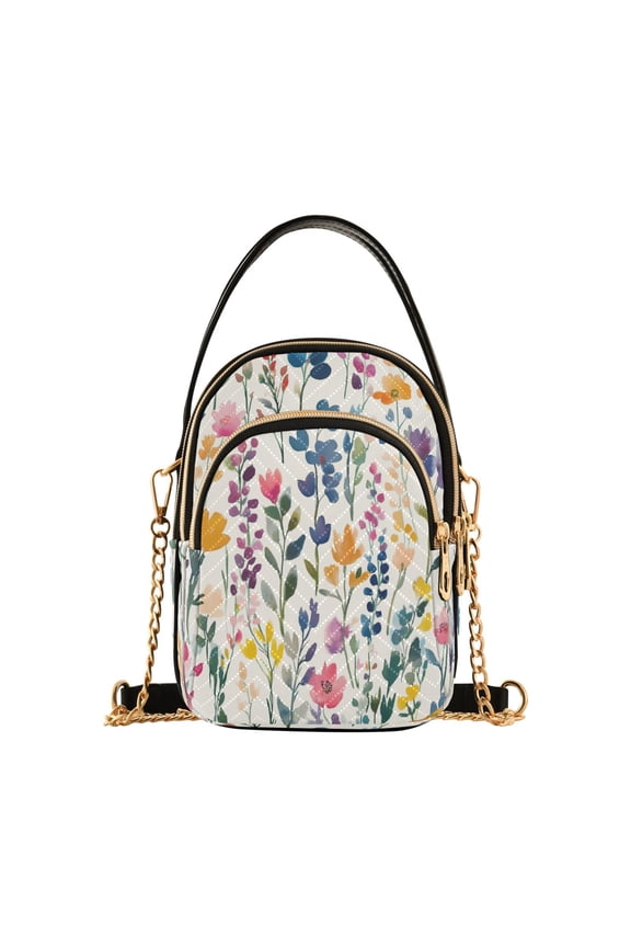 Colorful Abstract Flower Ladies Chain Shoulder Bag Fashion Designer Handbag Versatile Classic Style