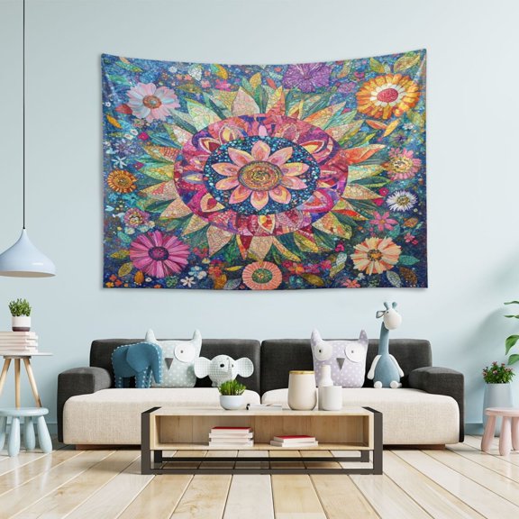 WOBOGO Colorful Blooms Floral Tapestry 60×40in Home Living Room Bedroom Wall Hanging Ornaments