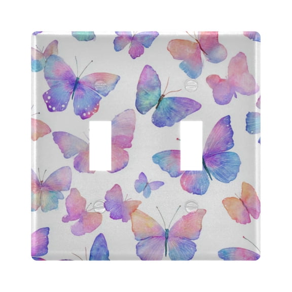 WOBOGO Colorful Butterflies 2-hole Switch Plates PC Flame Retardant Plastic Material Glossy Finish Smooth Touch 4.56x4.48x0.27in