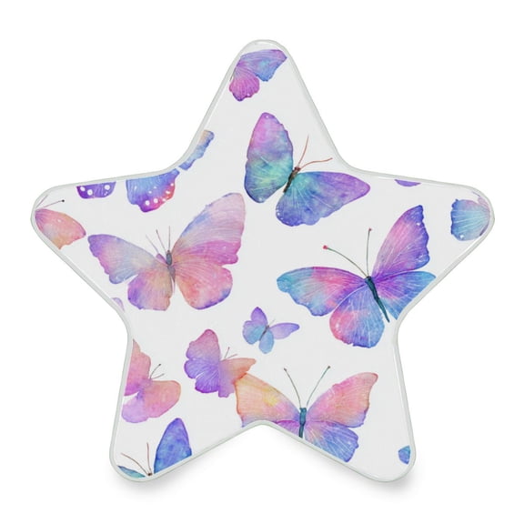 WOBOGO Colorful Butterflies LED Star Night Light 0.2 Watt Wall Plug Dusk to Dawn Auto Switch Adjustable Brightness Soft White Light