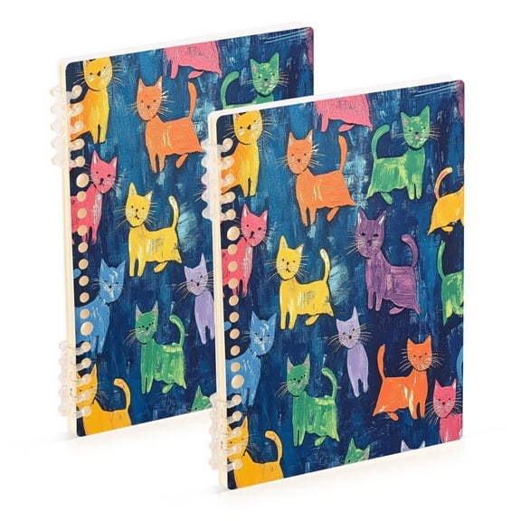 WOBOGO Colorful Cats Notebook College Horizontal Grid Paper Ink Spill Resistant Water Resistant Cover 8.3x5.7x0.4in