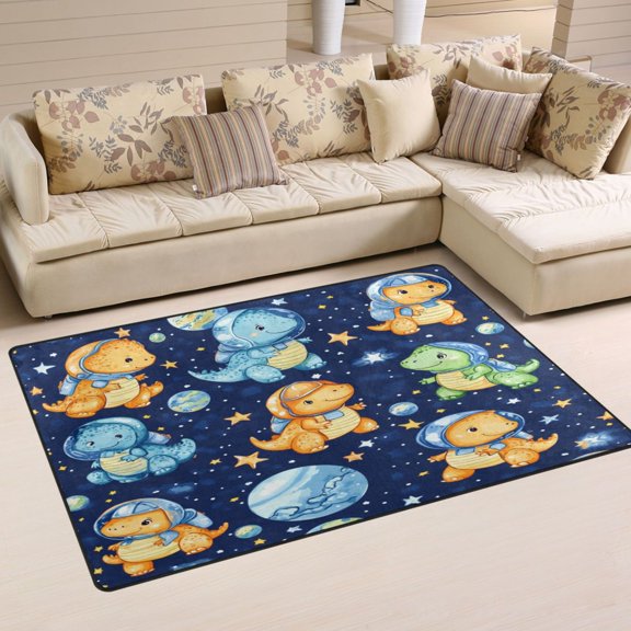 WOBOGO Colorful Dinosaur Patterns Carpet Non-Slip Rugs Soft Doormat 60×39in Living Dining Room Bedroom Decorative