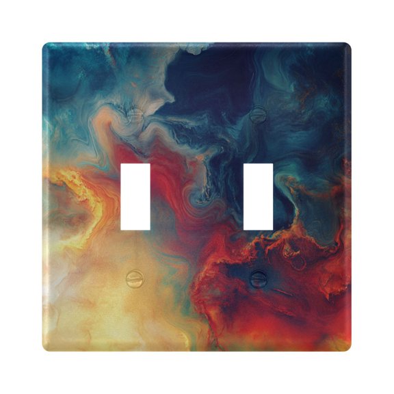 WOBOGO Colorful Flow Pattern 2-hole Switch Plates PC Flame Retardant Plastic Material Glossy Finish Smooth Touch 4.56x4.48x0.27in