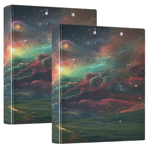 WOBOGO Colorful Galaxy File Folders Extra Large Capacity to Hold 200 Sheets of Documents Hard Shell Ring Binder for School Home Office