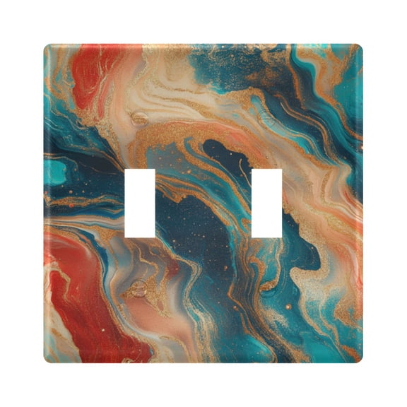 WOBOGO Colorful Gilt Marble 2-hole Switch Plates PC Flame Retardant Plastic Material Glossy Finish Smooth Touch 4.56x4.48x0.27in
