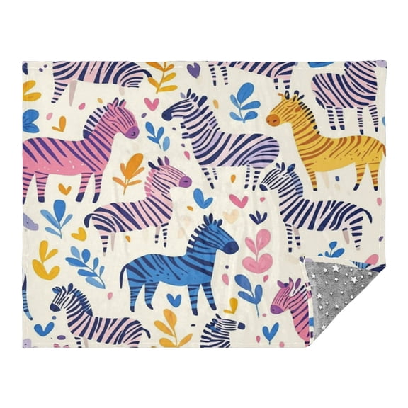 WOBOGO Colorful Lovely Zebra Facecloth Blanket Fluorescent Effect in The Dark Four Seasons of Comfortable and Soft Skin Friendly Sheet 7055in