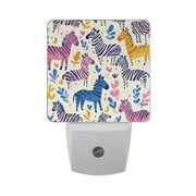 WOBOGO Colorful Lovely Zebra LED Night Light 2 Pcs Set 0.5 Watt Wall Plug in Dusk to Dawn Automatic Switch Soft White Light