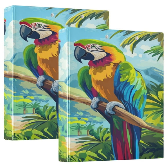 WOBOGO Colorful Parrot File Folders Extra Large Capacity to Hold 200 Sheets of Documents Hard Shell Ring Binder for School Home Office