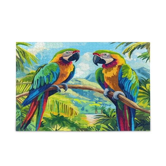 WOBOGO Colorful Parrot Puzzle Challenge 1000 Piece Jigsaw Suitable for Game Night Finished Size 29.5 x 19.7in