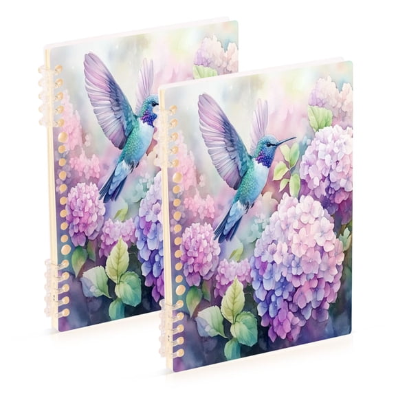 WOBOGO Colorful Pretty Bird Notebook College Horizontal Grid Paper Ink Spill Resistant Water Resistant Cover 8.3x5.7x0.4in