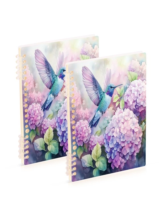 WOBOGO Colorful Pretty Bird Notebook College Horizontal Grid Paper Ink Spill Resistant Water Resistant Cover 8.3x5.7x0.4in