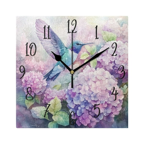 WOBOGO Colorful Pretty Bird Wall Clock 7.78 Inch Battery Operated Silent Unit Square Rustic Vintage Style for Home Bedroom Office Black Pointer