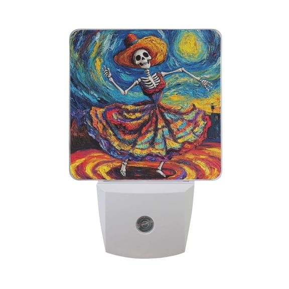 WOBOGO Colorful Skirt Skeleton LED Night Light 2 Pcs Set 0.5 Watt Wall Plug in Dusk to Dawn Automatic Switch Soft White Light