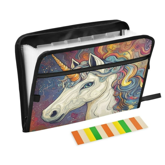 WOBOGO Colorful Unicorns Expanding File Folder Letter Size Accordion Filing Organizer 13 Pocket Separate Organ Pocket