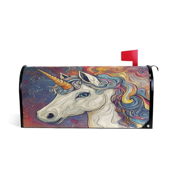 WOBOGO Colorful Unicorns Mailbox Cover Magnetic for Garden Yard Home Decor Standard Size 25.4×20.78in