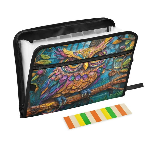 WOBOGO Complex Camo Owl Expanding File Folder Letter Size Accordion Filing Organizer 13 Pocket Separate Organ Pocket