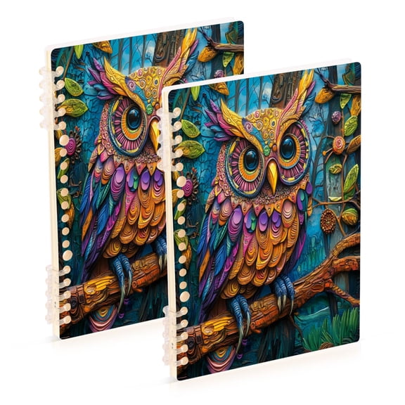 WOBOGO Complex Camo Owl Notebook College Horizontal Grid Paper Ink Spill Resistant Water Resistant Cover 8.3x5.7x0.4in
