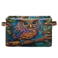 thumbnail image 1 of WOBOGO Complex Camo Owl Square Storage Basket with Waterproof Canvas and PE Lining Durable PU Leather Handles 14.2×10.2×8.3in, 1 of 9