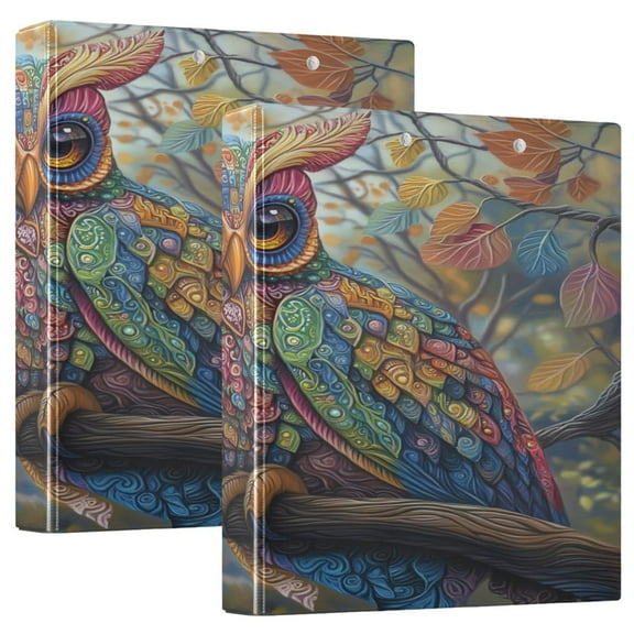 WOBOGO Complex Camo Owls File Folders Extra Large Capacity to Hold 200 Sheets of Documents Hard Shell Ring Binder for School Home Office