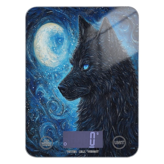 WOBOGO Cool Black Wolf Kitchen Scale Digital Gram and Ounce Weighing for Cooking Baking Ketogenic Diet Meal Prep