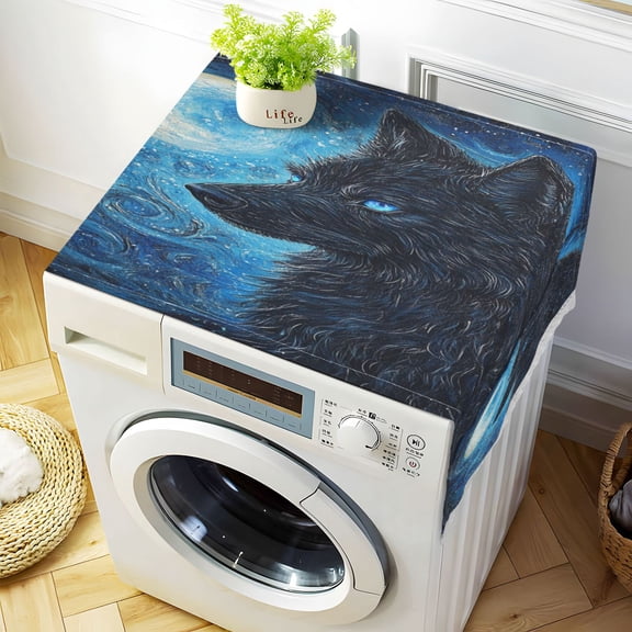 WOBOGO Cool Black Wolf Washing Machine Cloth Dryer Refrigerator Top Cover Protective Non-Slip Mat For Kitchen Laundry