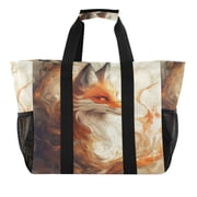 WOBOGO Cool Orange Fox Tote Shopping Bag Reusable Heavy Duty Durable Foldable Washable 15.4 12.8 9.8in