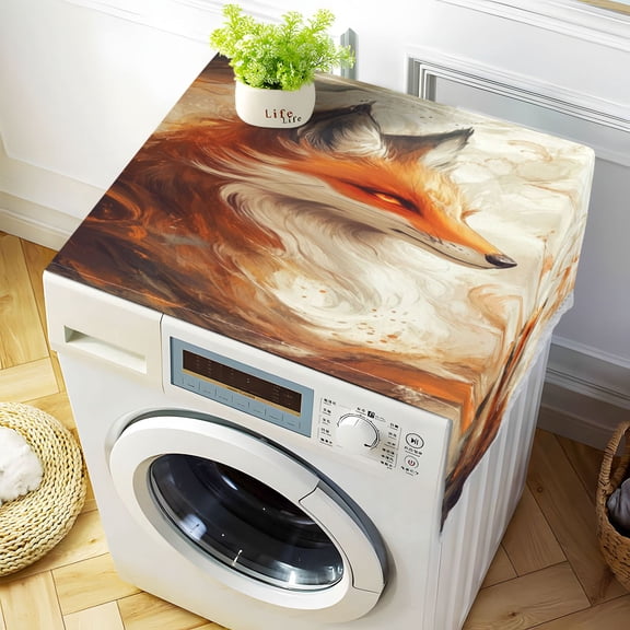 WOBOGO Cool Orange Fox Washing Machine Cloth Dryer Refrigerator Top Cover Protective Non-Slip Mat For Kitchen Laundry