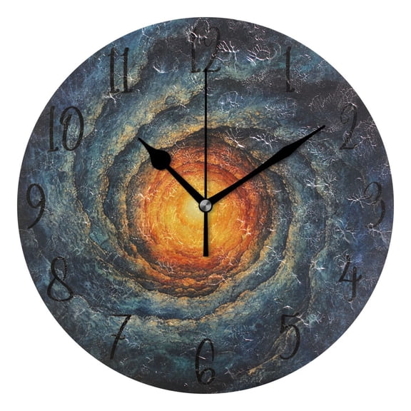 WOBOGO Cosmic Spiral Wall Clock 10in Silent Mechanism Battery Operated Retro Style for Living Room Bedroom and Kitchen Black Pointer